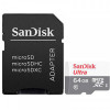 Карта пам`яті MicroSDXC 64GB UHS-I Class 10 SanDisk Ultra R100/W10MB/s + SD-адаптер (SDSQUNR-064G-GN3MA)