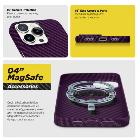 Чохол ArmorStandart LikeCarbon MagCase для Apple iPhone 14 Pro Max Purple (ARM69205)