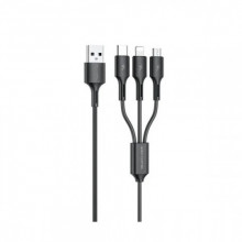 Кабель WK WDC-137 Upine Series 3-in-1 Lightning-МicroUSB-Type-C, 1.2м Black (6941027616284)