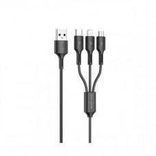 Кабель WK WDC-137 Upine Series 3-in-1 Lightning-МicroUSB-Type-C, 1.2м Black (6941027616284)