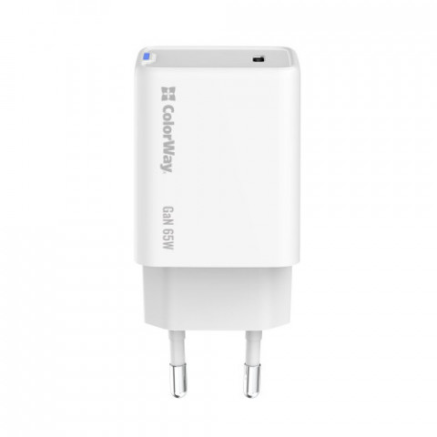 Мережевий зарядний пристрій ColorWay GaN Mini 65W PD Port PPS USB-C White (CW-CHS049PD-WT)