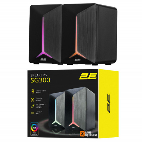 Акустична система 2E GAMING SG300, 2.0, 3.5мм, RGB, чорний