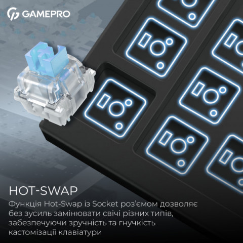 Бездротова механічна клавіатура GamePro Asgard Valhalla Pro (MK160B-D-Pro) 75% Rainy switches Купити в Україні