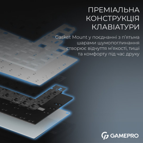 Бездротова механічна клавіатура GamePro Asgard Valhalla Pro (MK160B-D-Pro) 75% Rainy switches Купити в Україні
