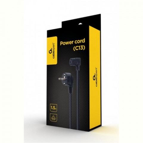 Кабель силовий Cablexpert (PC-186A-VDE1B-1.5M) CEE7/7-C13, 90 градусів, VDE, 3*1 мм кв., 1,5 м
