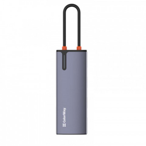 Док-станція СolorWay USB-C 6-в-1 Type C PD 100W/USB3.0х3/USB2.0/RJ45 (CW-HUB03)