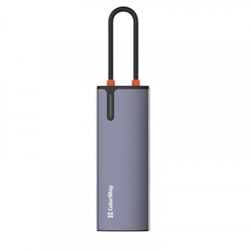 Док-станція СolorWay USB-C 6-в-1 Type C PD 100W/USB3.0х3/USB2.0/RJ45 (CW-HUB03)