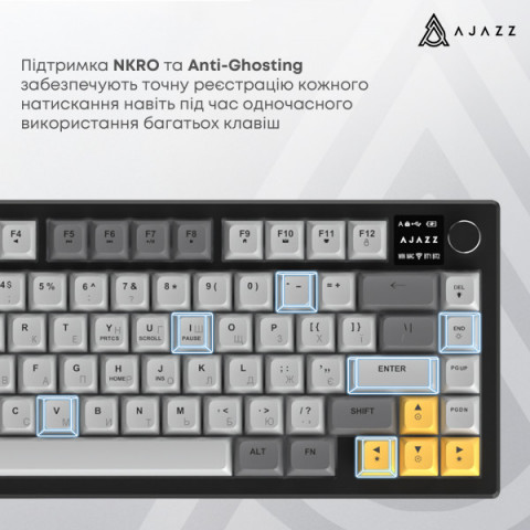 Бездротова мембранна клавіатура Ajazz AF82 (AF82-BGY) Купити в Україні