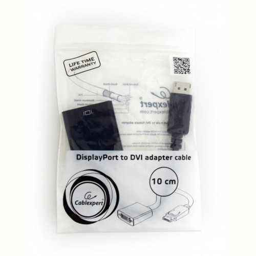 Адаптер-перехідник Cablexpert A-DPM-DVIF-002, DisplayPort-DVI, 0.1м, чорний