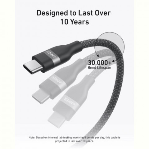 Кабель Anker Upcycled-Braided USB-C - USB-C (M/M), 240W, 0.9 м, Black (A82E2H11)