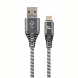 Кабель Cablexpert (CC-USB2B-AMmBM-2M-WB2) USB 2.0 A - microUSB, 2.1А, преміум, 2м, сірий