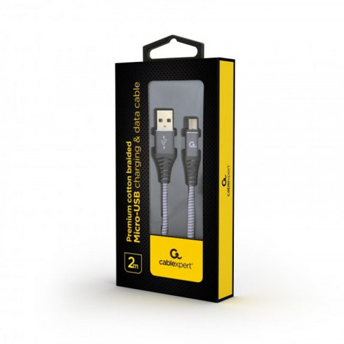 Кабель Cablexpert (CC-USB2B-AMmBM-2M-WB2) USB 2.0 A - microUSB, 2.1А, преміум, 2м, сірий