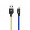 Кабель ColorWay USB-microUSB, 2.4А, 1м, Blue/Yellow (CW-CBUM052-BLY)