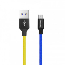 Кабель ColorWay USB-microUSB, 2.4А, 1м, Blue/Yellow (CW-CBUM052-BLY)