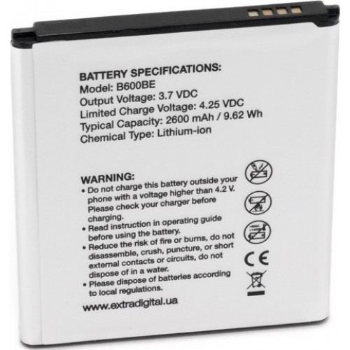 АКБ Extradigital для Samsung Galaxy i9500 (S IV) 3.7V 2600mAh (BMS6315)