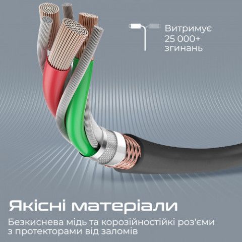 Кабель Promate PowerLine-Ci120 USB Type-C - Lightning (M/M), 2.2 A, 20 W, 1.2 м, Black