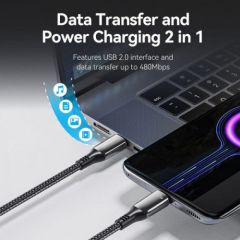 Кабель Vention USB Type-C - USB Type-C (M/M), 100W, 5A, 1.2 м, Black (CTKBAV)