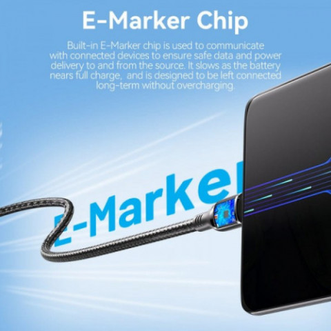 Кабель Vention USB Type-C - USB Type-C (M/M), 100W, 5A, 1.2 м, Black (CTKBAV)