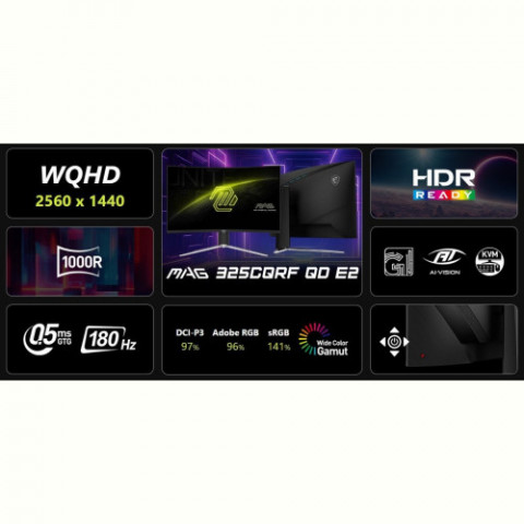 Монітор MSI 31.5" MAG 325CQRF QD E2 VA Black Curved 180Hz