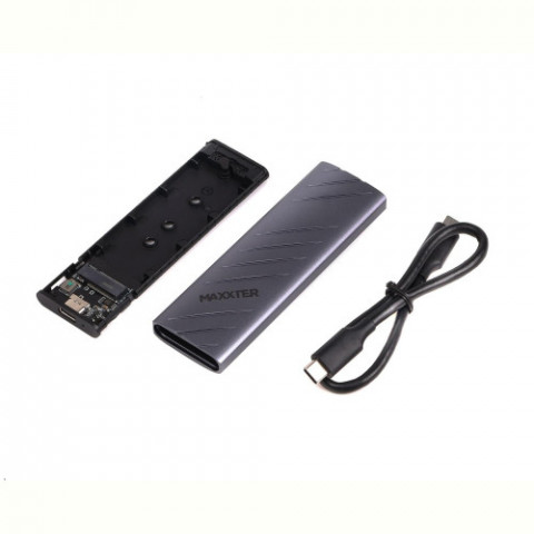 Зовнішня кишеня Maxxter M.2 NVMe PCIe, USB 3.2 Type-C, Metal, Black (EHDE-2280S-01)