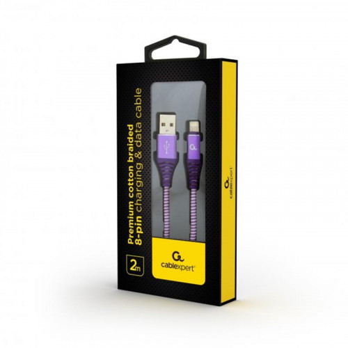 Кабель Cablexpert (CC-USB2B-AMLM-2M-PW) USB 2.0 A - Lightning, преміум, 2м, фіолетовий