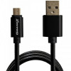 Кабель Grand-X USB-microUSB 2.1A, 1м, CU, захист - метал. оплетення, Black (MM-01B), пакування гіфтбокс з вікном