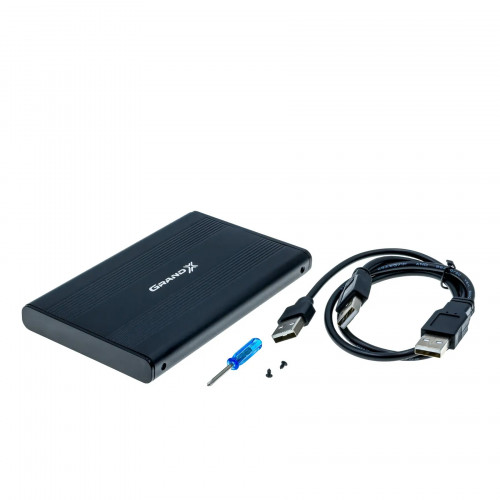 Зовнішня кишеня Grand-X для підключення SATA HDD 2.5", USB 2.0, алюміній (HDE21)