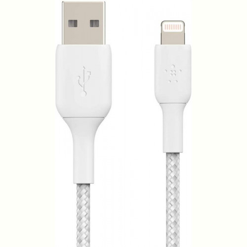 Кабель Belkin Braided USB-Lightning, 1м White (CAA002BT1MWH)