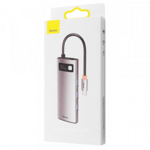USB-Хаб Baseus Metal Gleam Series 5-in-1 30Hz Version (3xUSB3.0 + 4KHD + Type-C) gray Купити в Україні