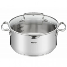Каструля Tefal DUETTO+, 5л, з кришкою, нержавюча сталь, скло