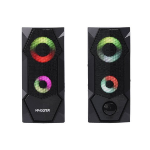 Колонки акустичні CSP-U002RGB, пластиковий корпус, 6 Вт, USB живлення, RGB підсвічування, чорний колір