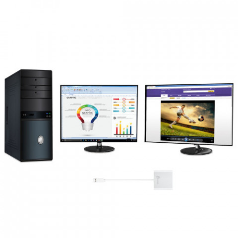 Адаптер J5create USB-A - 2 HDMI (M/F), Silver (JUA365-N)