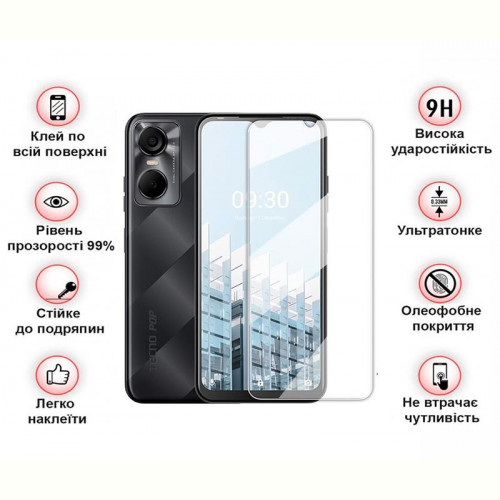 Захисне скло BeCover для Tecno Pop 6 Pro (BE8) Crystal Clear Glass 3D (708555)