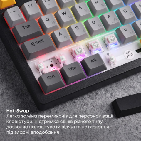 Бездротова механічна клавіатура Ajazz AK820 V2 Coconut Flake Switch (AK820-V2-CF-BGY) Купити в Україні