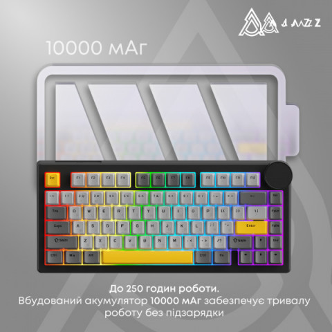 Бездротова механічна клавіатура Ajazz AK820 V2 Coconut Flake Switch (AK820-V2-CF-BGY) Купити в Україні