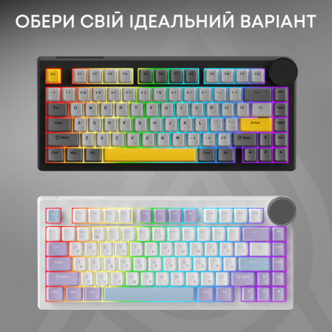 Бездротова механічна клавіатура Ajazz AK820 V2 Coconut Flake Switch (AK820-V2-CF-BGY) Купити в Україні