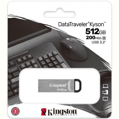 Флеш-накопичувач USB3.2 512GB Kingston DataTraveler Kyson Silver/Black (DTKN/512GB)