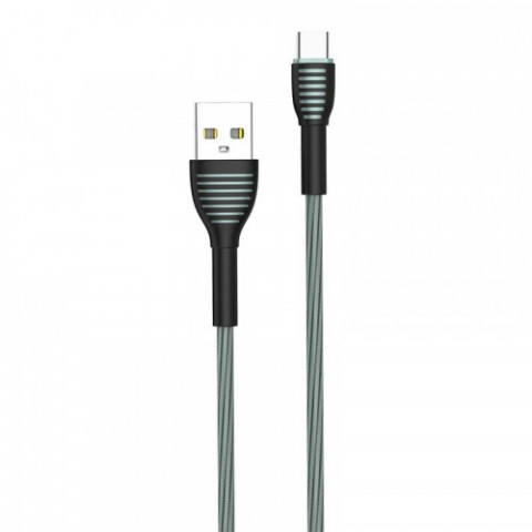 Кабель ColorWay USB-USB-C, braided cloth, 3А, 1м, Gray (CW-CBUC041-GR)