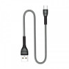 Кабель ColorWay USB-USB-C, braided cloth, 3А, 1м, Gray (CW-CBUC041-GR)