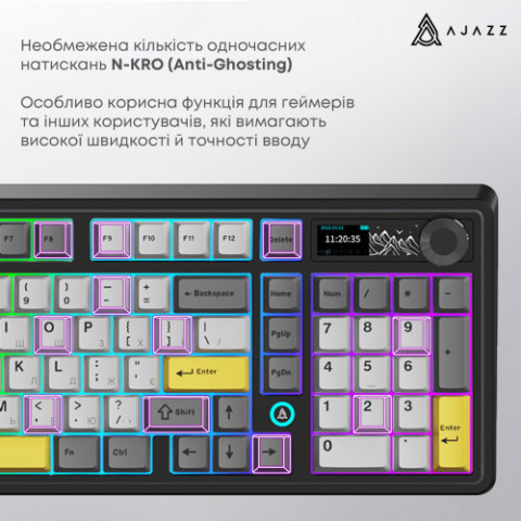 Клавіатура бездротова Ajazz AK980 Clear Sky Switch Black (AK980-CS-BGY)