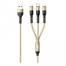 Кабель Remax RC-186th Speed 2.1A USB-Lightning/microUSB/USB Type-C, 1м Gold (6954851204527)
