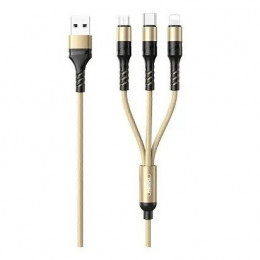 Кабель Remax RC-186th Speed 2.1A USB-Lightning/microUSB/USB Type-C, 1м Gold (6954851204527)