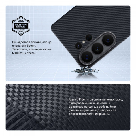 Чохол ArmorStandart BlackIcon Aramid Twill MagCase для Samsung S26 Ultra Black (ARM90147)