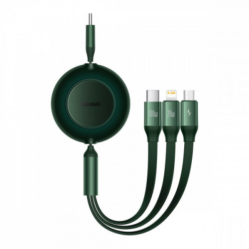Кабель Baseus Bright Mirror 2 Series 3-in-1 (Micro USB+Lightning+Type-C) 100W (1.1m) green Купити в Україні
