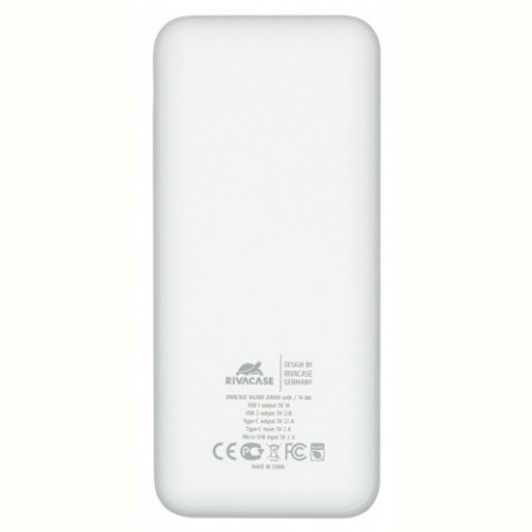 Універсальна мобільна батарея Rivacase VA2081 20000 mAh White (PB931071)