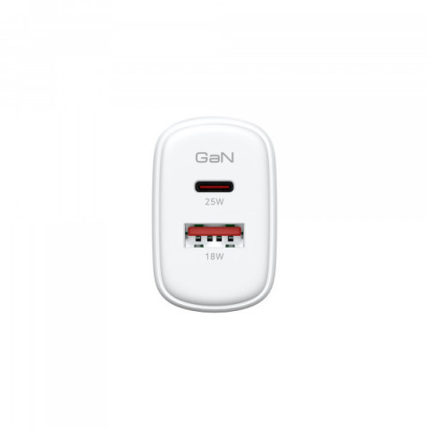 Зарядний пристрій ArmorStandart AR-T252WEU 25W GaN USB-C+ USB-A White (ARM89532)