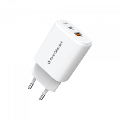 Зарядний пристрій ArmorStandart AR-T252WEU 25W GaN USB-C+ USB-A White (ARM89532)