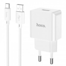 Мережевий зарядний пристрій Hoco C106A (1USB, 2.1А) White (C106ACW) + кабель Type-C