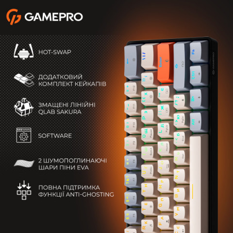 Дротова механічна клавіатура GamePro MK130 V2 Infinity QLAB Sakura Black (MK130-V2-B-QS) Купити в Україні
