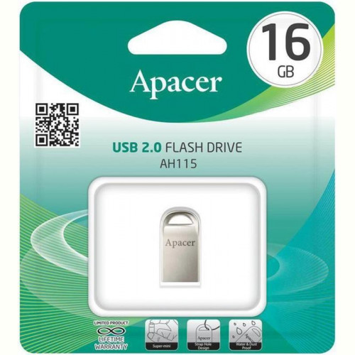 Флеш-накопичувач USB 16GB Apacer AH115 Silver (AP16GAH115S-1)